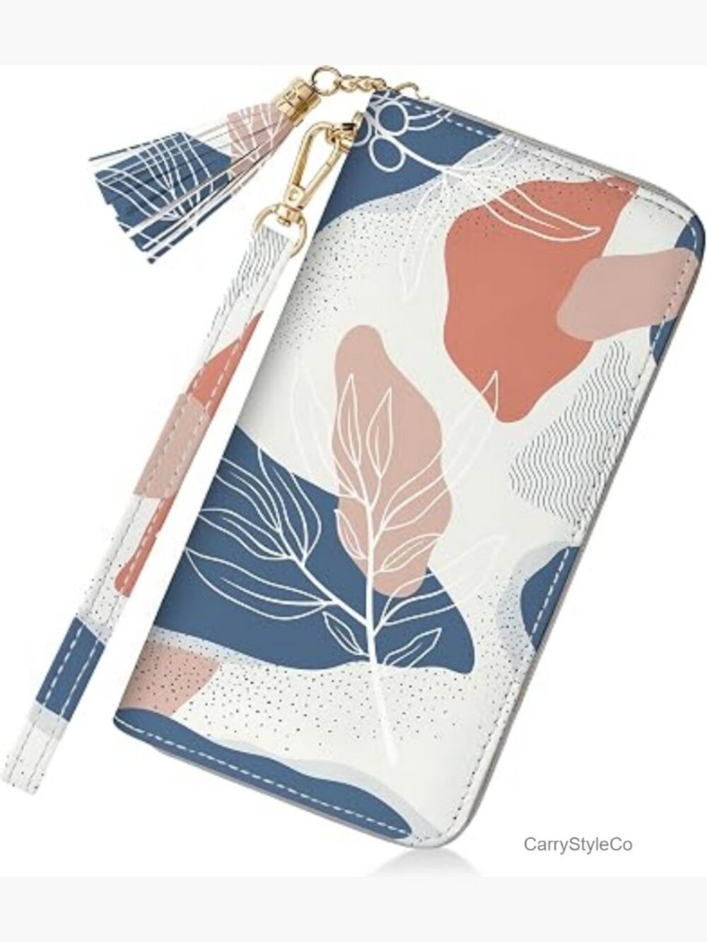 RFID Blocking Bifold Leather Wristlet Wallet with Zipper Coin Purse Large